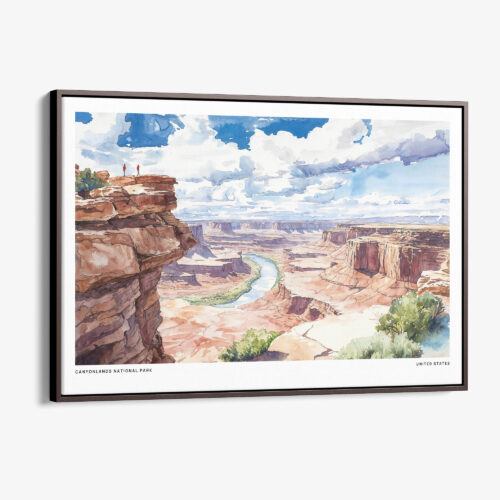 00 - Framed Canyonlands National Park Watercolor - Horizontal Canvas Print - Main.jpg