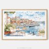 00 - Framed Coffee in Porto Portugal Watercolor Art - Horizontal Art Print - Main.jpg