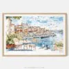 00 - Framed Coffee in Porto Portugal Watercolor Art - Horizontal Art Print - Main.jpg
