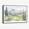 00 - Framed Colorado Rocky Mountains National Park Watercolor - Horizontal Canvas Print - Main.jpg
