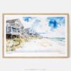 00 - Framed Cottages at Outer Banks NC Watercolor - Horizontal Art Print - Main.jpg