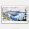 00 - Framed Crater Lake National Park Watercolor - Horizontal Art Print - Main.jpg