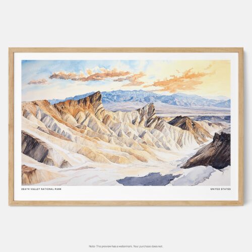 00 - Framed Death Valley National Park Watercolor - Horizontal Art Print - Main.jpg
