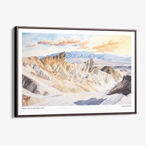 00 - Framed Death Valley National Park Watercolor - Horizontal Canvas Print - Main.jpg