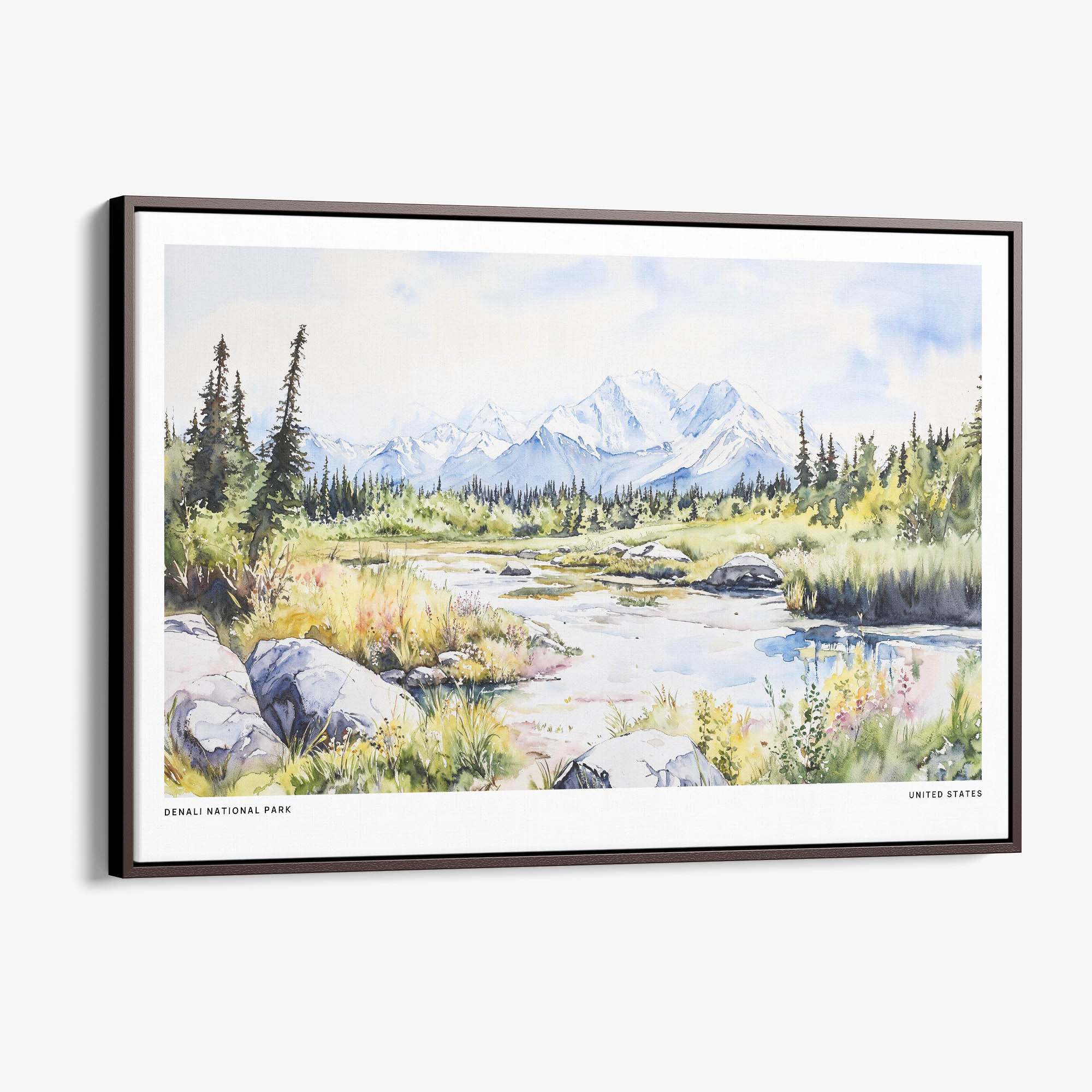 Denali National Park Canvas Print – Watercolor Landscape Artwork