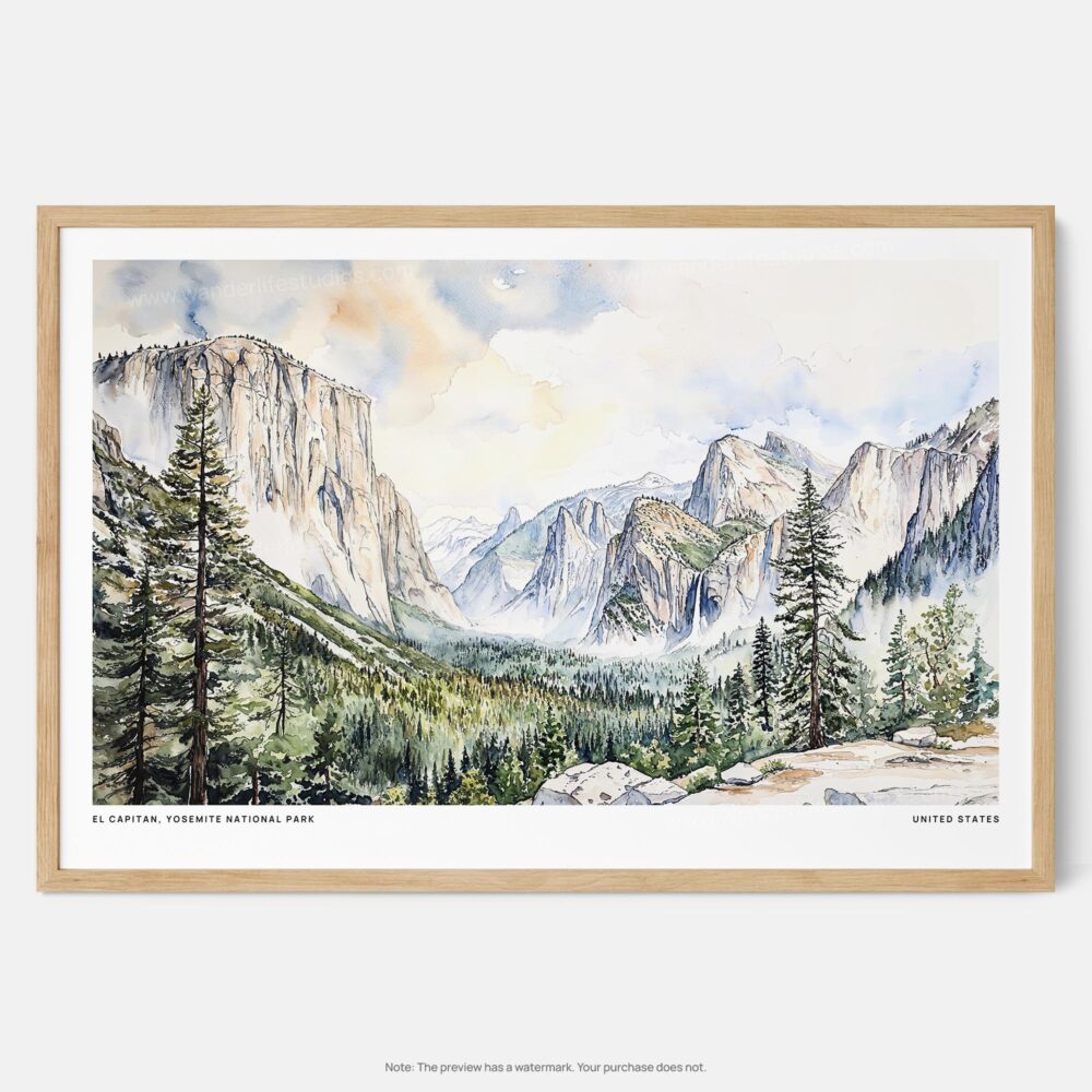 00 - Framed El Capitan Watercolor - Horizontal Art Print - Main.jpg