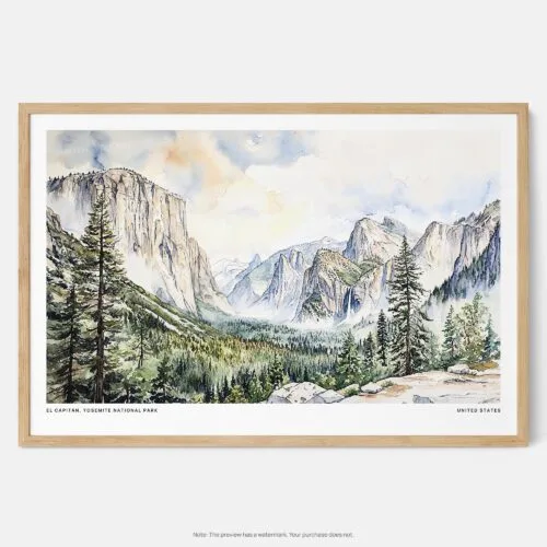 00 - Framed El Capitan Watercolor - Horizontal Art Print - Main.jpg