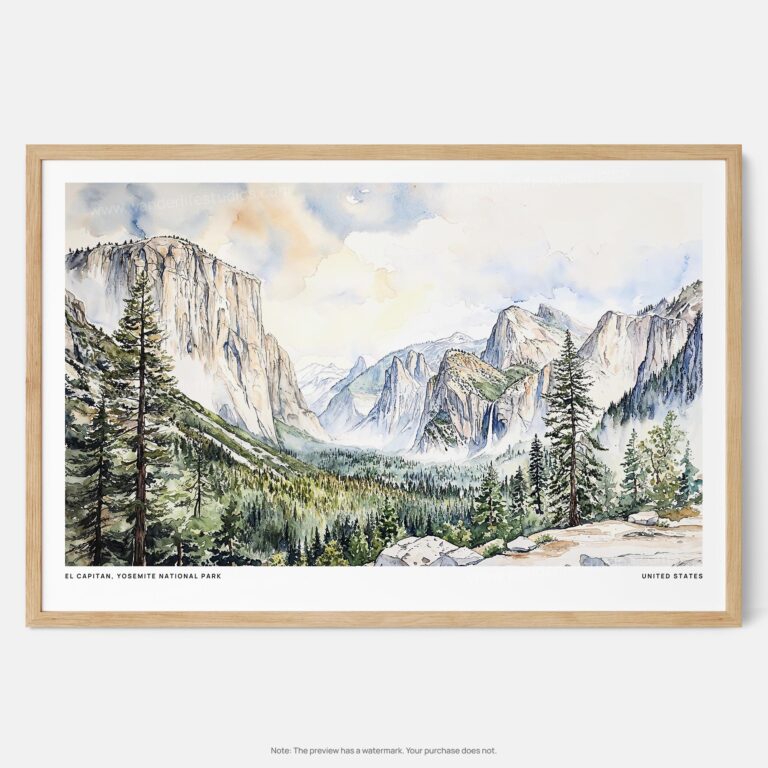 00 - Framed El Capitan Watercolor - Horizontal Art Print - Main.jpg
