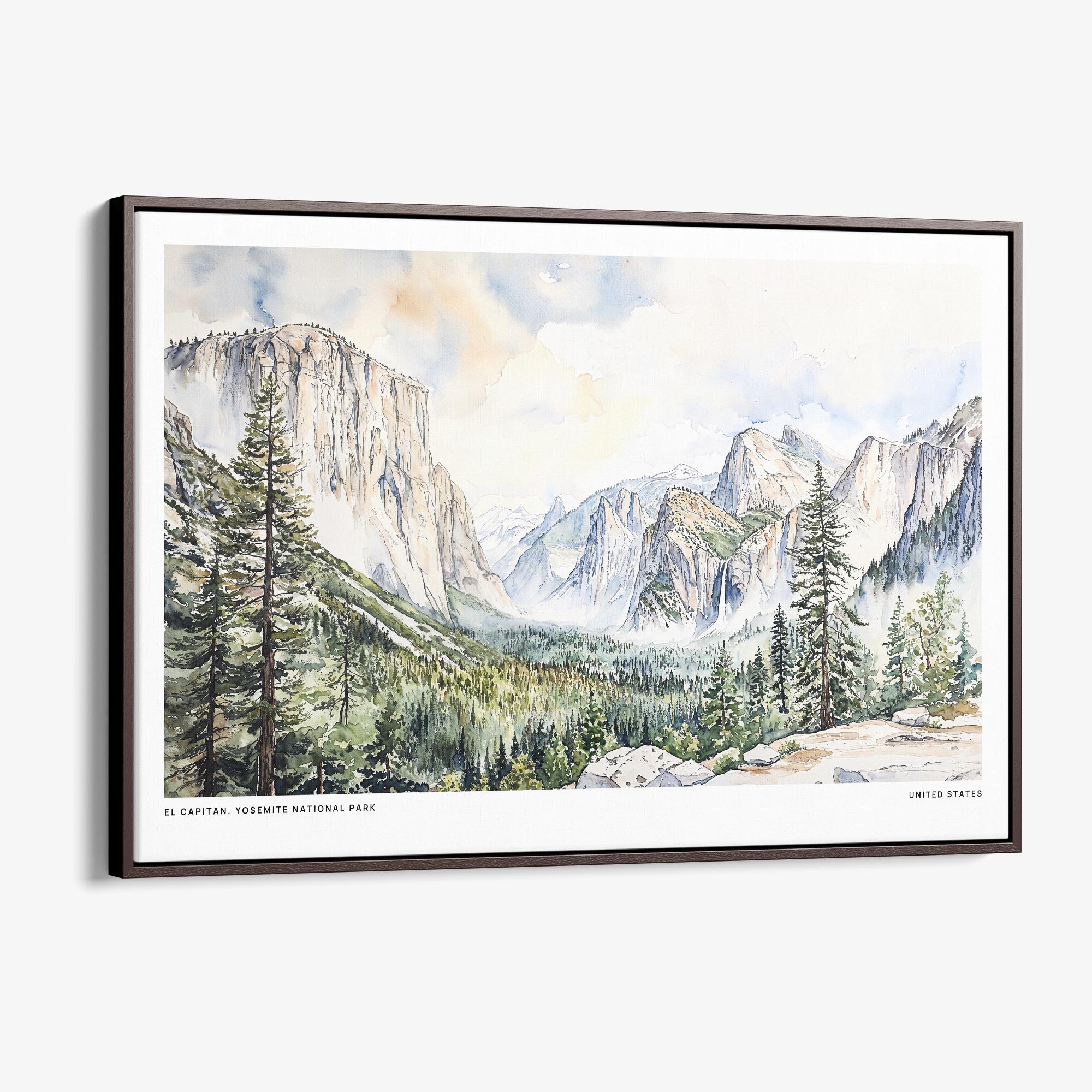 El Capitan Watercolor Canvas Print – Yosemite National Park Wall Art