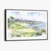 00 - Framed Golf at Pebble Beach Watercolor - Horizontal Canvas Print - Main.jpg