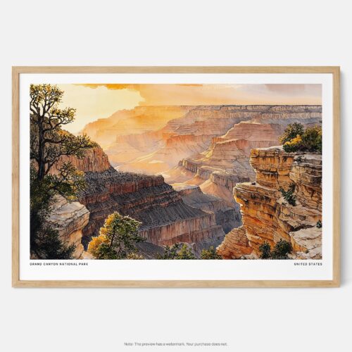 00 - Framed Grand Canyon National Park Watercolor - Horizontal Art Print - Main.jpg