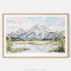 00 - Framed Grand Teton National Park Watercolor - Horizontal Art Print - Main.jpg