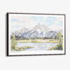 00 - Framed Grand Teton National Park Watercolor - Horizontal Canvas Print - Main.jpg