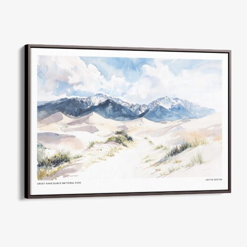 00 - Framed Great Sand Dunes National Park Watercolor - Horizontal Canvas Print - Main.jpg