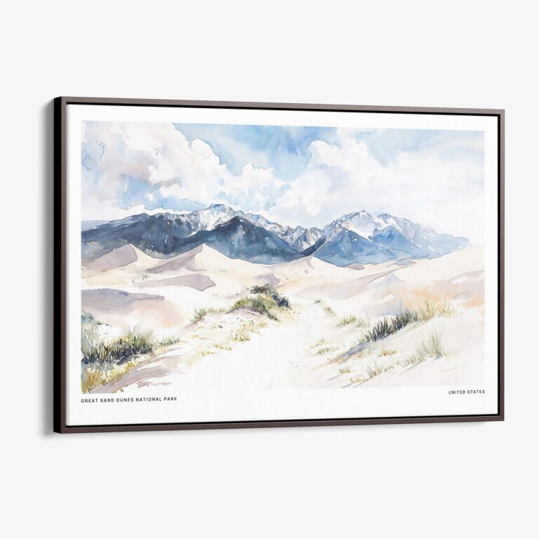 00 - Framed Great Sand Dunes National Park Watercolor - Horizontal Canvas Print - Main.jpg