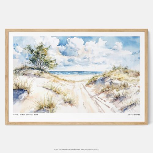 00 - Framed Indiana Dunes National Park Watercolor - Horizontal Art Print - Main.jpg