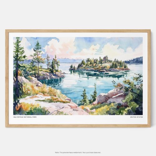 00 - Framed Isle Royale National Park Watercolor - Horizontal Art Print - Main.jpg