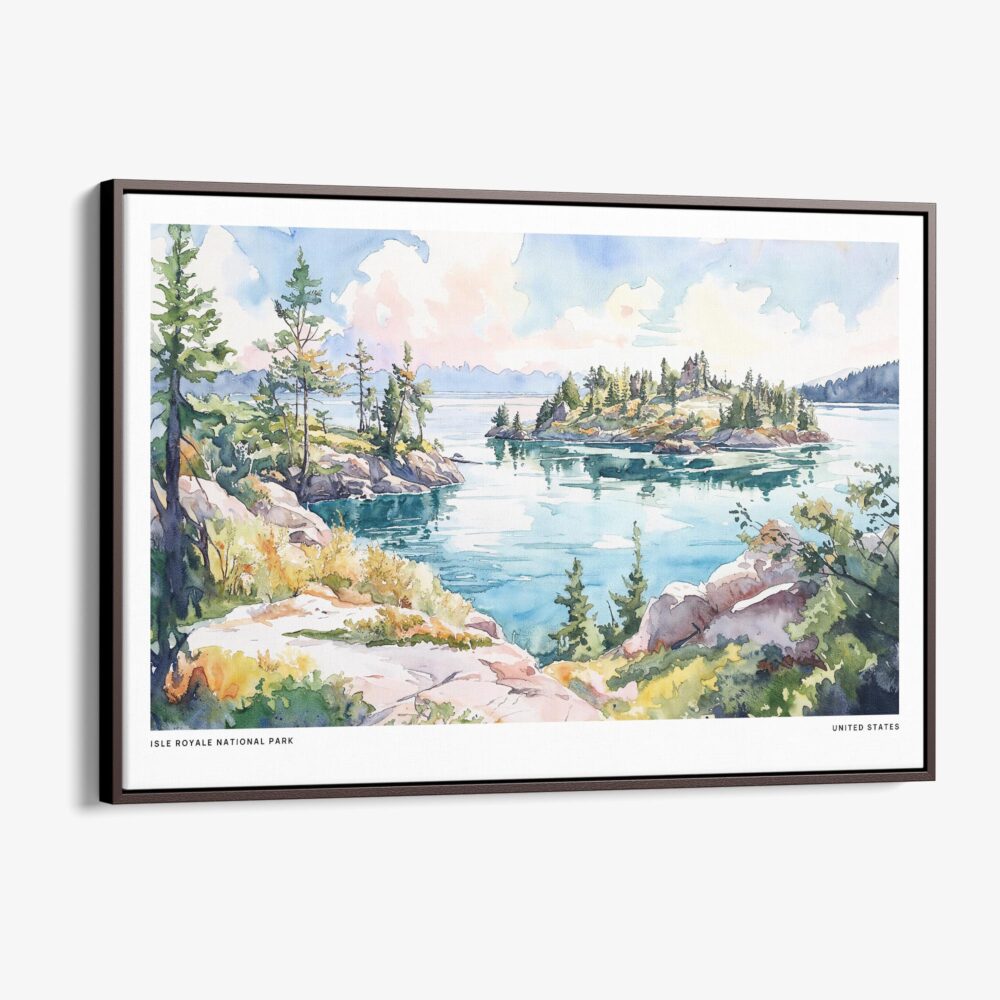00 - Framed Isle Royale National Park Watercolor - Horizontal Canvas Print - Main.jpg