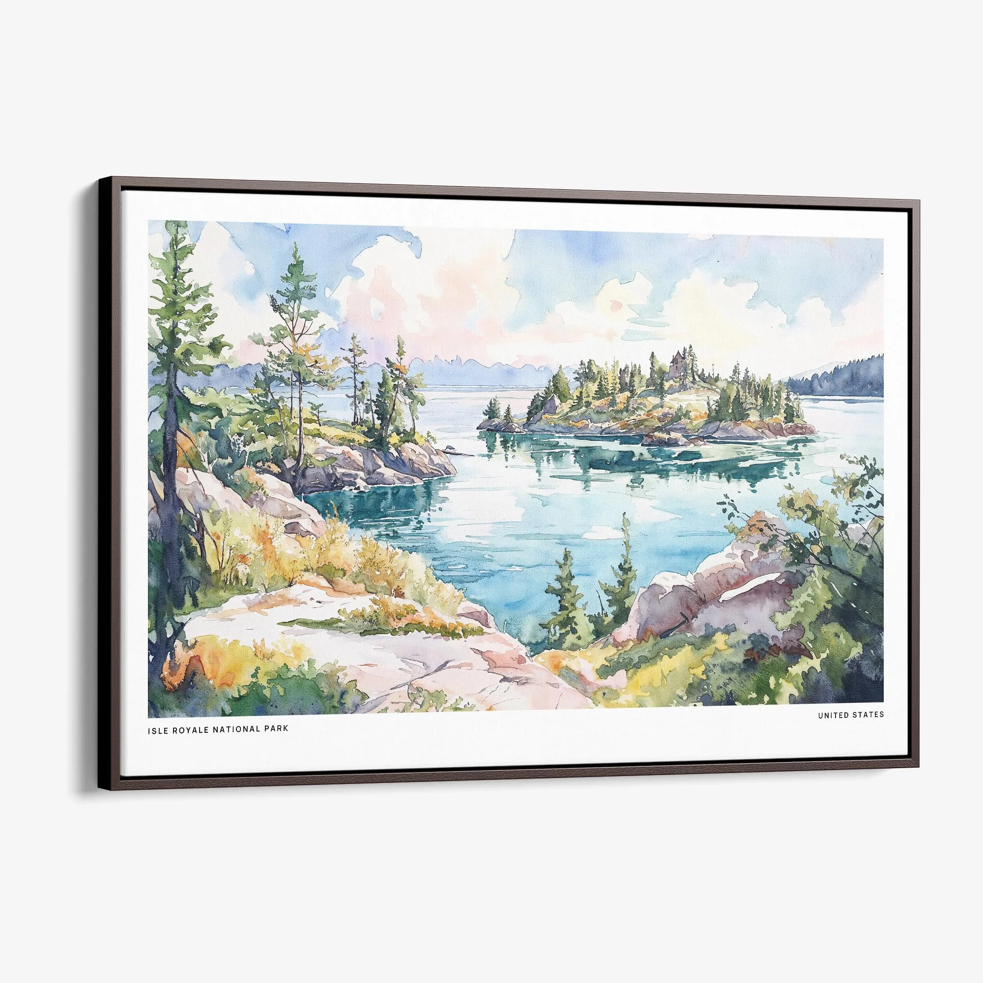 Isle Royale National Park Watercolor Canvas Print – Nature Landscape Wall Art