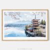 00 - Framed Japan Mount Fuji Watercolor Art - Horizontal Art Print - Main - Horizontal.jpg