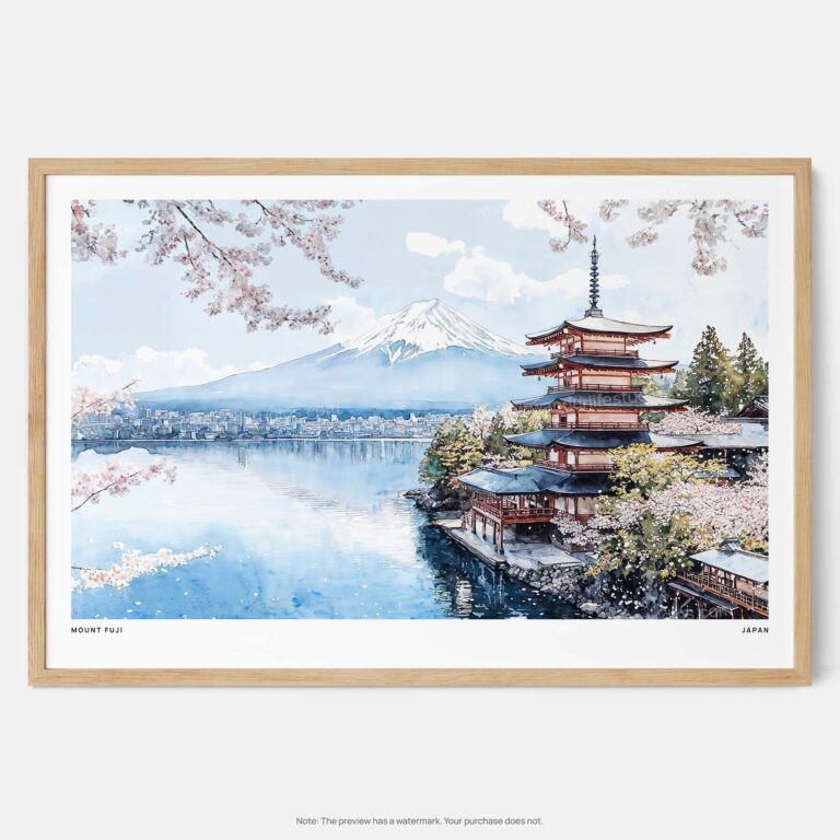 00 - Framed Japan Mount Fuji Watercolor Art - Horizontal Art Print - Main - Horizontal.jpg