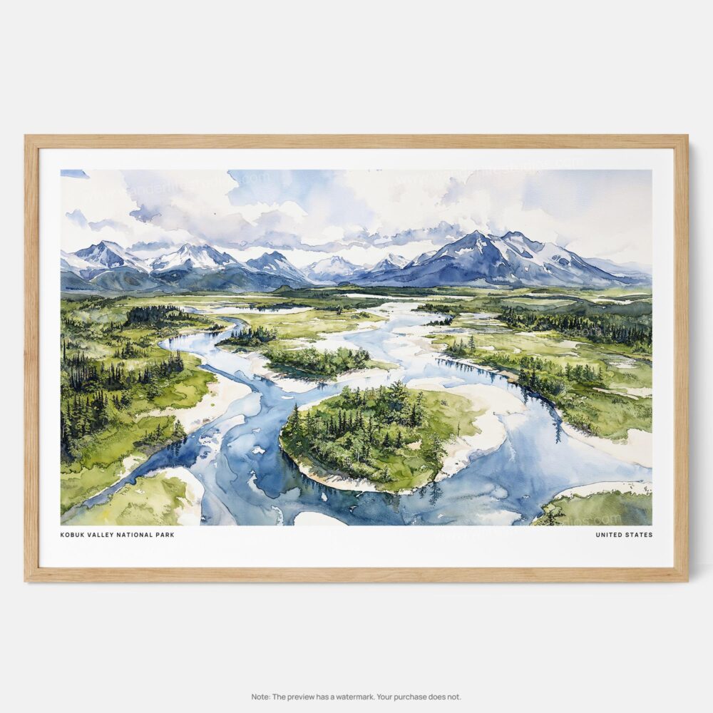 00 - Framed Kobuk Valley National Park Watercolor - Horizontal Art Print - Main.jpg