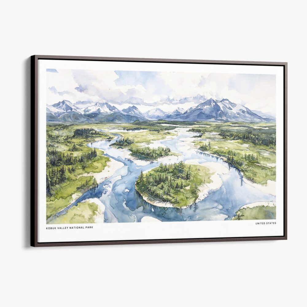 00 - Framed Kobuk Valley National Park Watercolor - Horizontal Canvas Print - Main.jpg