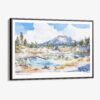 00 - Framed Lassen Volcanic National Park Watercolor - Horizontal Canvas Print - Main.jpg