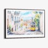 00 - Framed Lisbon Tram 28 Watercolor Art - Horizontal Canvas Print - Main.jpg
