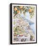 00 - Framed Morning Coffee in Amalfi Coast Watercolor Canvas Print - Vertical - Main.jpg