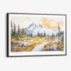 00 - Framed Mount Rainier National Park Watercolor - Horizontal Canvas Print - Main.jpg