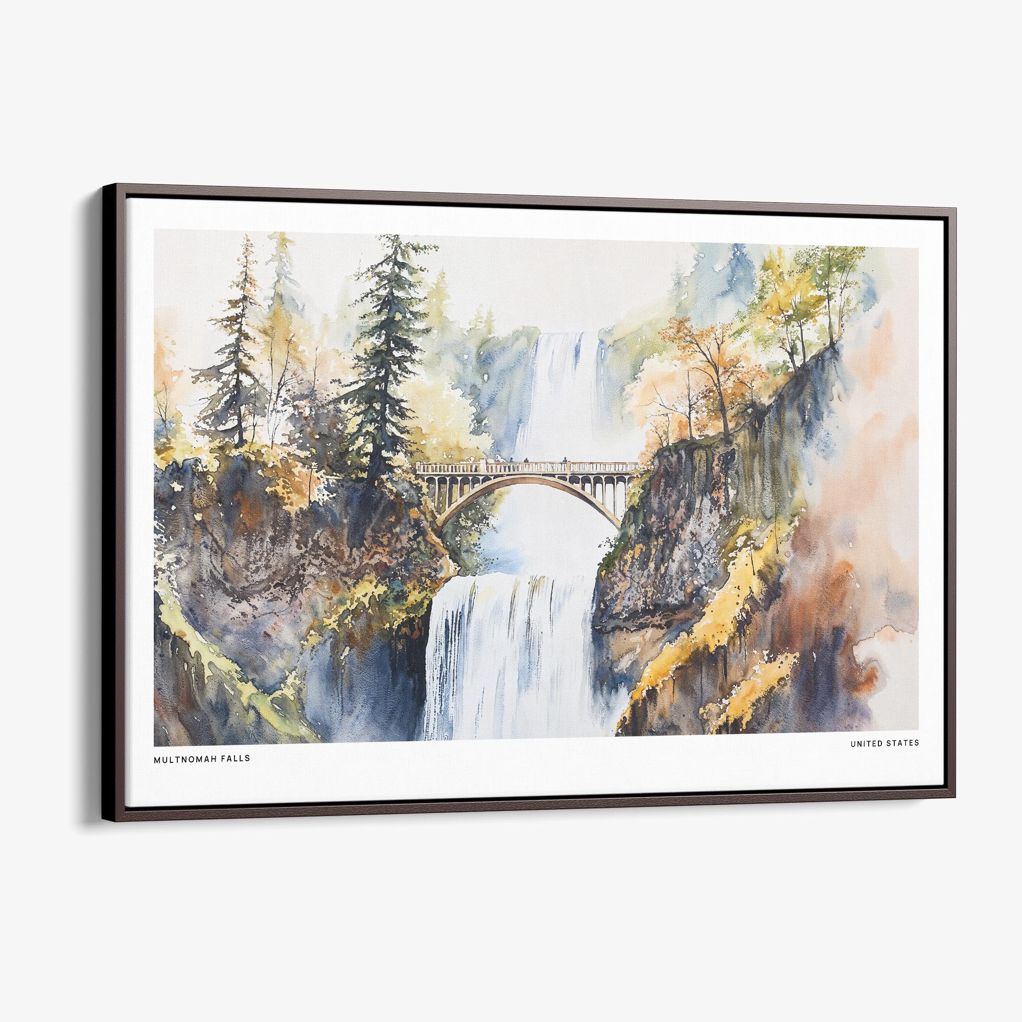 Multnomah Falls Canvas Print – Watercolor Landscape Wall Art