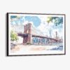 00 - Framed NYC Brooklyn Bridge Watercolor Art - Horizontal Canvas Print - Main.jpg