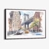 00 - Framed NYC Manhattan Bridge Watercolor Art - Horizontal Canvas Print - Main.jpg