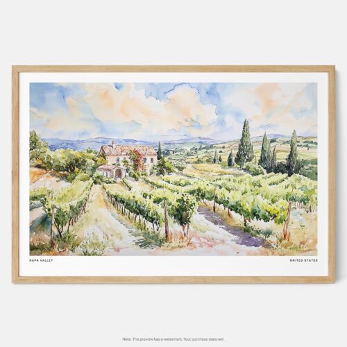 00 - Framed Napa Valley Watercolor - Horizontal Art Print - Main.jpg