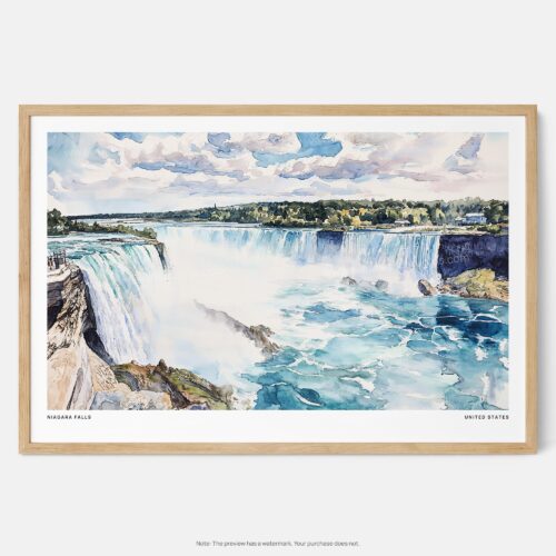 00 - Framed Niagara Falls Watercolor - Horizontal Art Print - Main.jpg