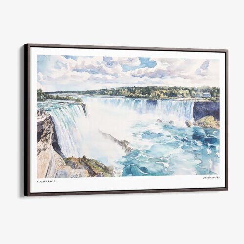 00 - Framed Niagara Falls Watercolor - Horizontal Canvas Print - Main.jpg