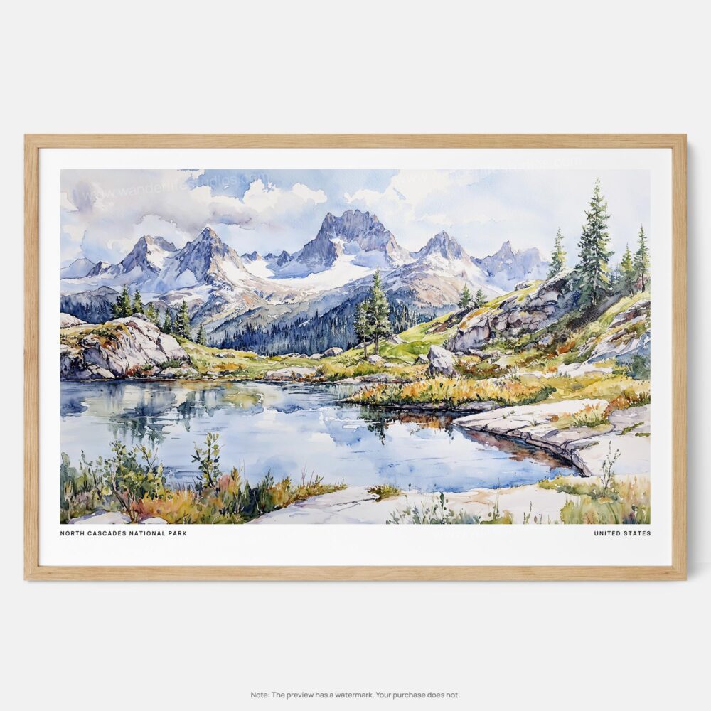 00 - Framed North Cascades National Park Watercolor - Horizontal Art Print - Main.jpg 00 - Framed North Cascades National Park Watercolor - Horizontal Art Print - Main.jpg