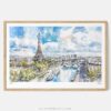 00 - Framed Paris Skyline Watercolor Art - Horizontal Art Print - Main - Horizontal.jpg