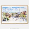 00 - Framed Park Guell Spain Watercolor Art - Horizontal Art Print - Main.jpg
