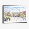 00 - Framed Park Guell Spain Watercolor Art - Horizontal Canvas Print - Main.jpg
