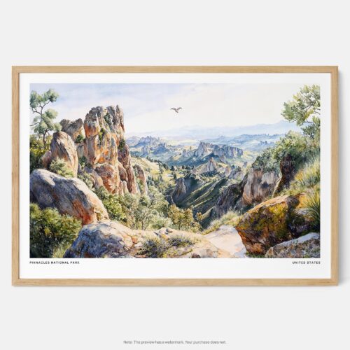 00 - Framed Pinnacles National Park Watercolor - Horizontal Art Print - Main.jpg