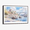 00 - Framed Porto Portugal Watercolor Art - Horizontal Canvas Print - Main.jpg