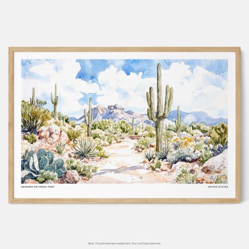 00 - Framed Saguaro National Park Watercolor - Horizontal Art Print - Main.jpg