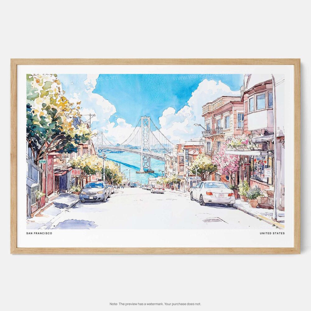 00 - Framed San Francisco Lombard Street Watercolor Art - Horizontal Art Print - Main.jpg 00 - Framed San Francisco Lombard Street Watercolor Art - Horizontal Art Print - Main.jpg