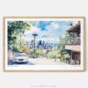 00 - Framed Seattle Skyline Watercolor Art - Horizontal Art Print - Main - Horizontal.jpg