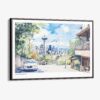 00 - Framed Seattle Skyline Watercolor Art - Horizontal Canvas Print - Main.jpg