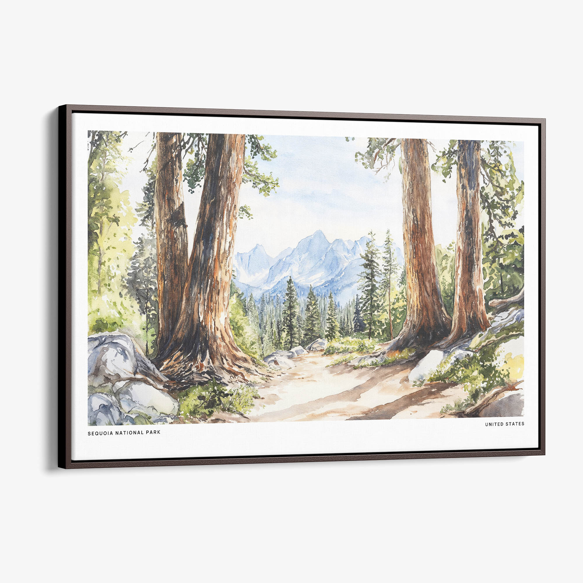 Sequoia National Park Canvas Print – Watercolor Forest Landscape Art