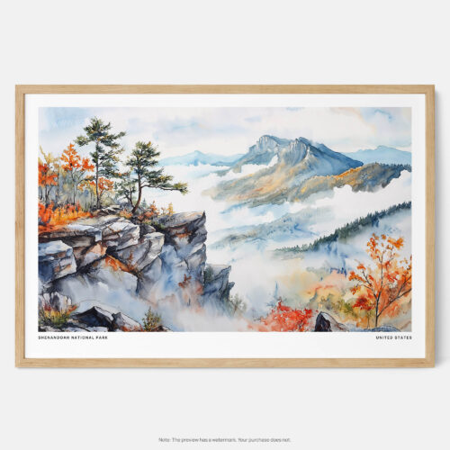 00 - Framed Shenandoah National Park Watercolor - Horizontal Art Print - Main.jpg