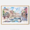 00 - Framed Venice Italy Canals Watercolor Art - Horizontal Art Print - Main.jpg
